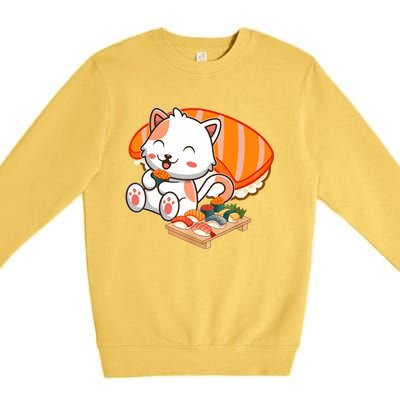 Kawaii Cat Otaku Japanese Sushi Gift Girls Teenager Premium Crewneck Sweatshirt