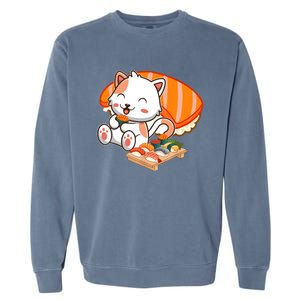 Kawaii Cat Otaku Japanese Sushi Gift Girls Teenager Garment-Dyed Sweatshirt