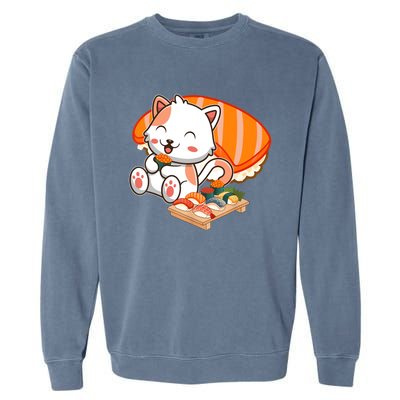 Kawaii Cat Otaku Japanese Sushi Gift Girls Teenager Garment-Dyed Sweatshirt