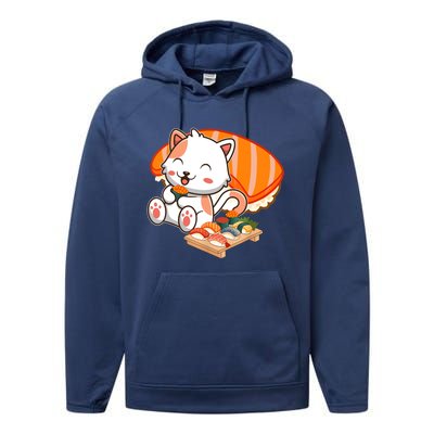 Kawaii Cat Otaku Japanese Sushi Gift Girls Teenager Performance Fleece Hoodie