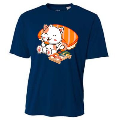 Kawaii Cat Otaku Japanese Sushi Gift Girls Teenager Cooling Performance Crew T-Shirt