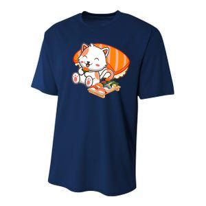 Kawaii Cat Otaku Japanese Sushi Gift Girls Teenager Youth Performance Sprint T-Shirt