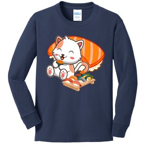 Kawaii Cat Otaku Japanese Sushi Gift Girls Teenager Kids Long Sleeve Shirt