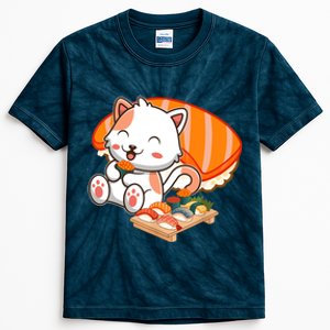 Kawaii Cat Otaku Japanese Sushi Gift Girls Teenager Kids Tie-Dye T-Shirt