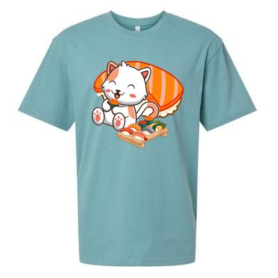 Kawaii Cat Otaku Japanese Sushi Gift Girls Teenager Sueded Cloud Jersey T-Shirt