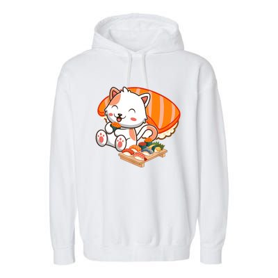 Kawaii Cat Otaku Japanese Sushi Gift Girls Teenager Garment-Dyed Fleece Hoodie