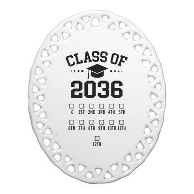 Kindergarten Class Of 2036 Grow With Me Space For Checkmarks Ceramic Oval Ornament