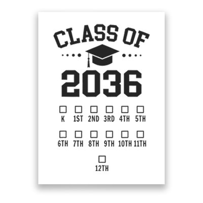 Kindergarten Class Of 2036 Grow With Me Space For Checkmarks Poster