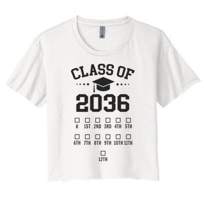 Kindergarten Class Of 2036 Grow With Me Space For Checkmarks Women's Crop Top Tee