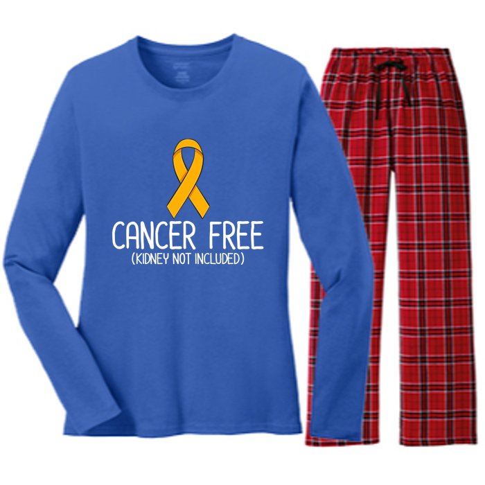 Kidney Cancer Orange Ribbon Awareness Survivor Gift Women's Long Sleeve Flannel Pajama Set 