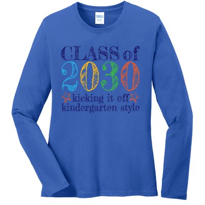 Kindergarten Class Of 2030 First Day At Kindergarten Gift Ladies Long Sleeve Shirt