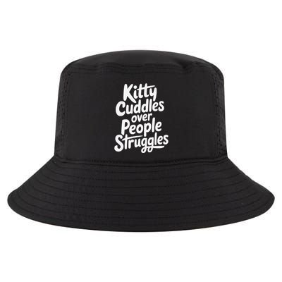 Kitty Cuddles Over People Struggles Funny Cat Lover Cool Comfort Performance Bucket Hat