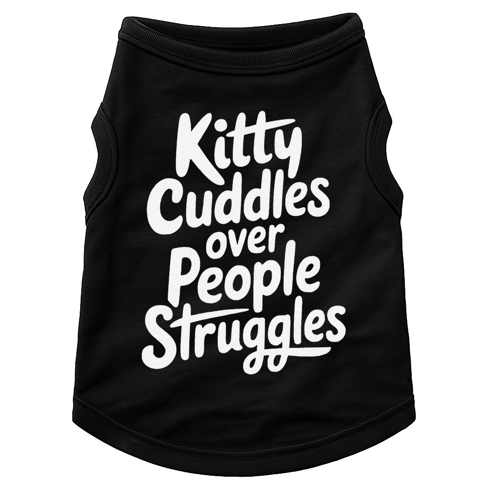 Kitty Cuddles Over People Struggles Funny Cat Lover Doggie Tank