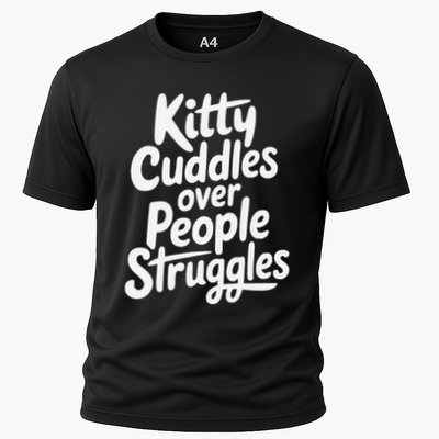 Kitty Cuddles Over People Struggles Funny Cat Lover Performance Shirt