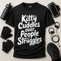 Kitty Cuddles Over People Struggles Funny Cat Lover Cooling Performance Crew T-Shirt