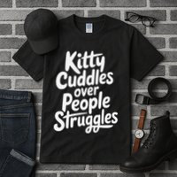 Kitty Cuddles Over People Struggles Funny Cat Lover Tall T-Shirt