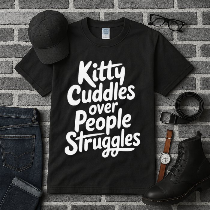 Kitty Cuddles Over People Struggles Funny Cat Lover Tall T-Shirt