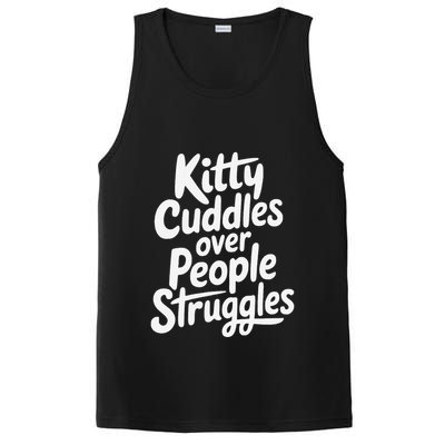 Kitty Cuddles Over People Struggles Funny Cat Lover PosiCharge Competitor Tank