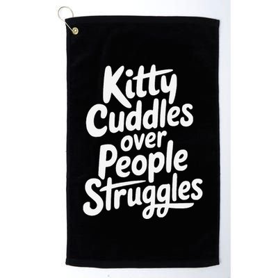 Kitty Cuddles Over People Struggles Funny Cat Lover Golf Towel