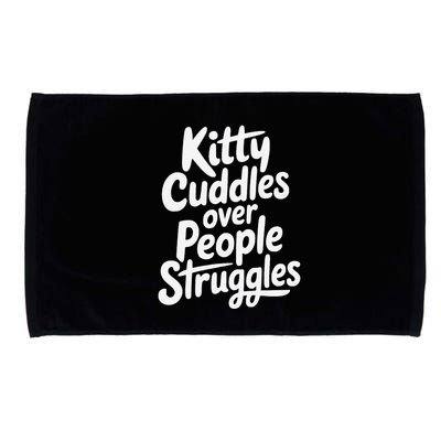 Kitty Cuddles Over People Struggles Funny Cat Lover Microfiber Hand Towel