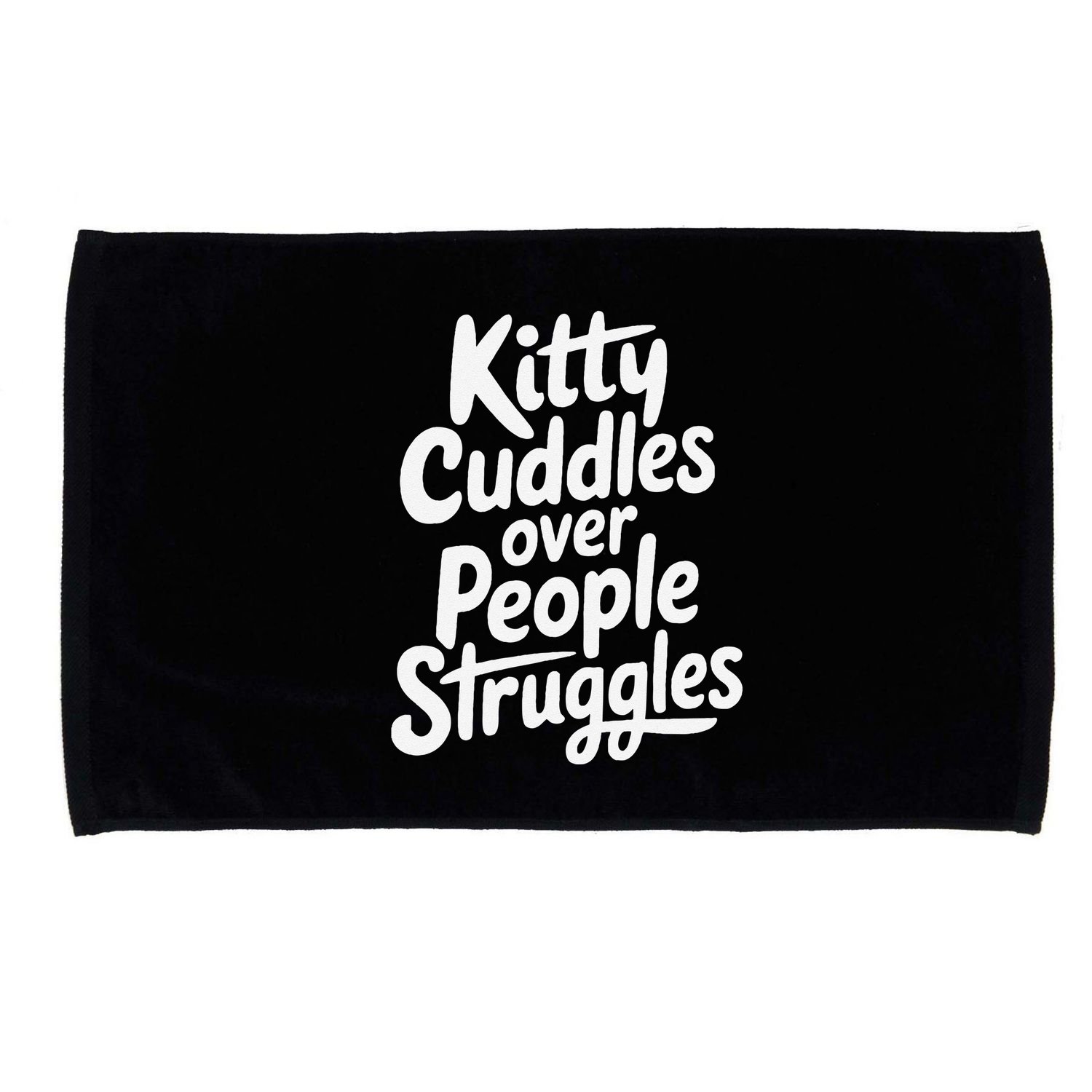 Kitty Cuddles Over People Struggles Funny Cat Lover Microfiber Hand Towel