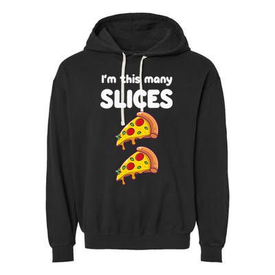 Kids Cute Pizza 2nd Birthday Im This Many Slices 2 Year Old Garment-Dyed Fleece Hoodie