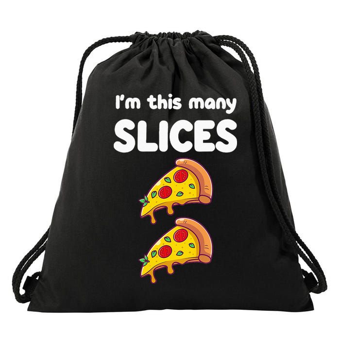 Kids Cute Pizza 2nd Birthday Im This Many Slices 2 Year Old Drawstring Bag