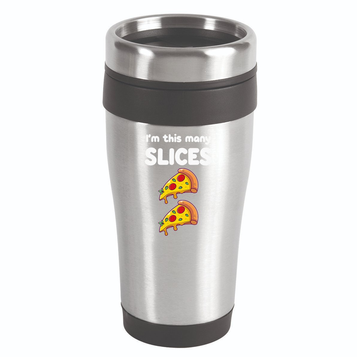 Kids Cute Pizza 2nd Birthday Im This Many Slices 2 Year Old 16oz Travel Tumbler