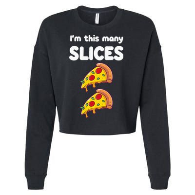 Kids Cute Pizza 2nd Birthday Im This Many Slices 2 Year Old Cropped Pullover Crew