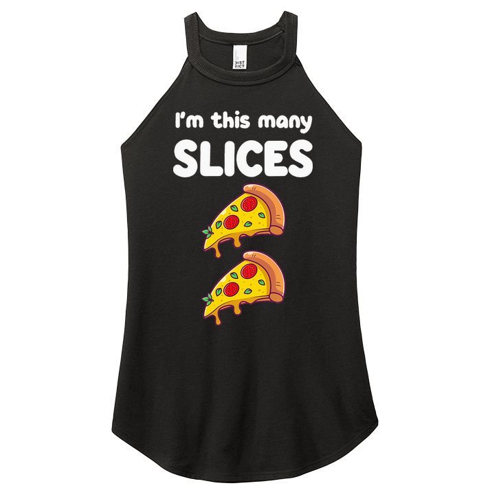 Kids Cute Pizza 2nd Birthday Im This Many Slices 2 Year Old Women's Perfect Tri Rocker Tank