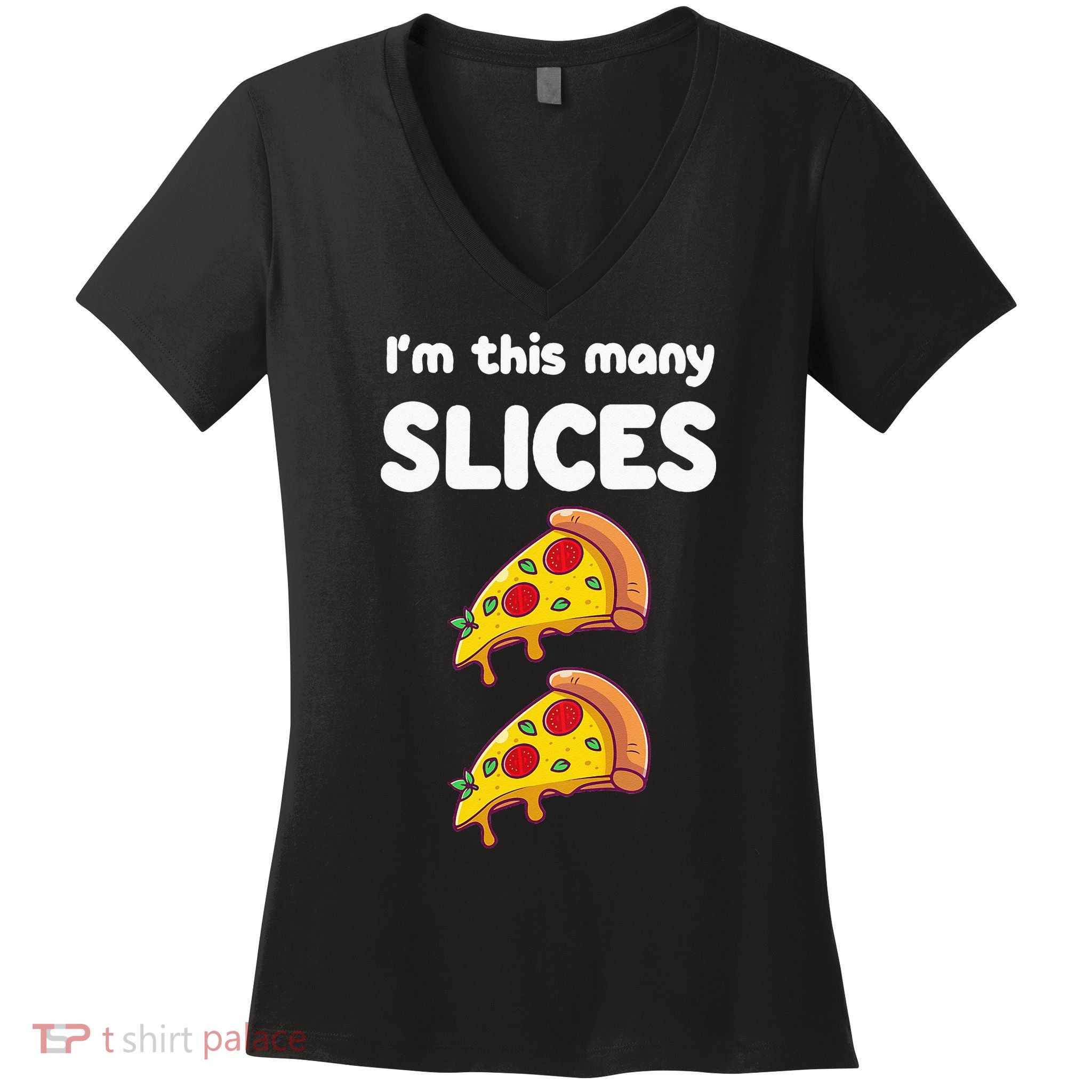 Kids Cute Pizza 2nd Birthday Im This Many Slices 2 Year Old Women's V-Neck T-Shirt