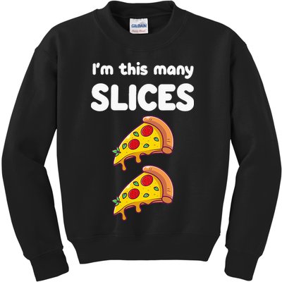 Kids Cute Pizza 2nd Birthday Im This Many Slices 2 Year Old Kids Sweatshirt