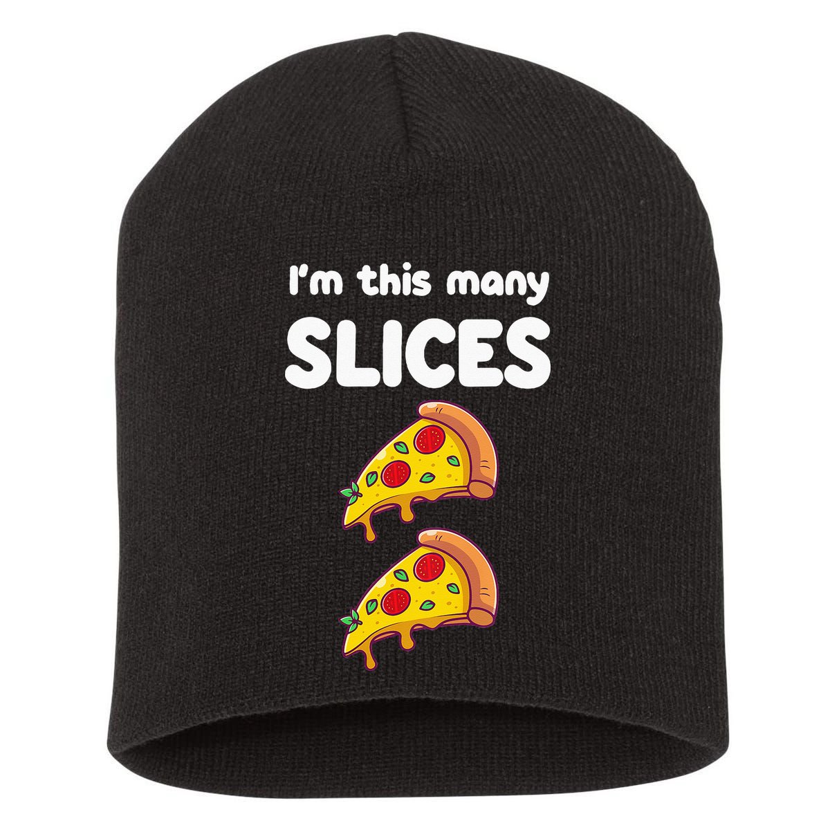 Kids Cute Pizza 2nd Birthday Im This Many Slices 2 Year Old Short Acrylic Beanie