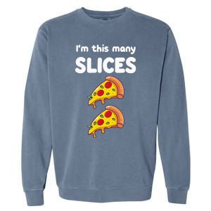 Kids Cute Pizza 2nd Birthday Im This Many Slices 2 Year Old Garment-Dyed Sweatshirt