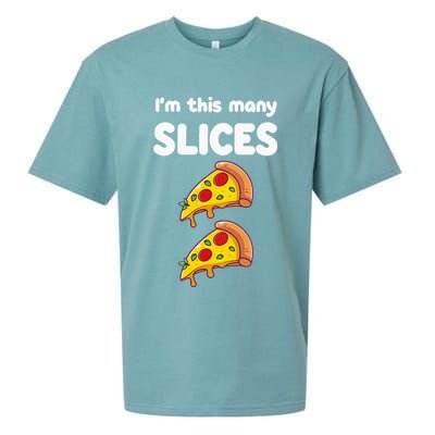 Kids Cute Pizza 2nd Birthday Im This Many Slices 2 Year Old Sueded Cloud Jersey T-Shirt