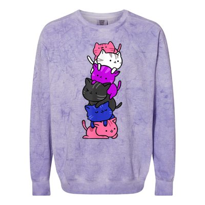 Kawaii Cat Pile Genderfluid Pride Colorblast Crewneck Sweatshirt