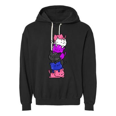 Kawaii Cat Pile Genderfluid Pride Garment-Dyed Fleece Hoodie