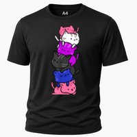 Kawaii Cat Pile Genderfluid Pride Cooling Performance Crew T-Shirt