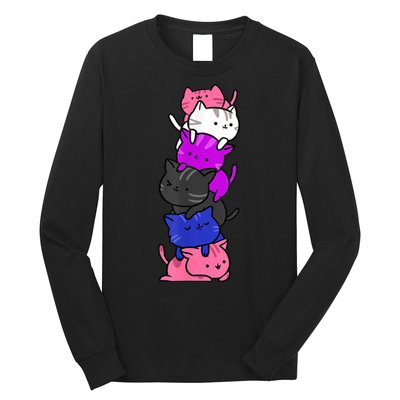 Kawaii Cat Pile Genderfluid Pride Long Sleeve Shirt