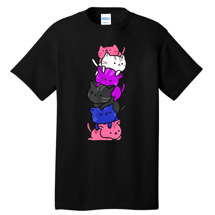 Kawaii Cat Pile Genderfluid Pride Tall T-Shirt