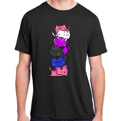 Kawaii Cat Pile Genderfluid Pride Adult ChromaSoft Performance T-Shirt