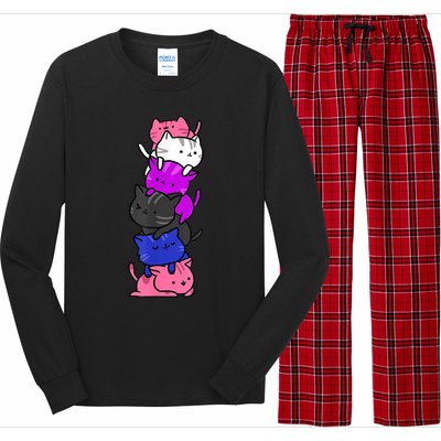 Kawaii Cat Pile Genderfluid Pride Long Sleeve Pajama Set