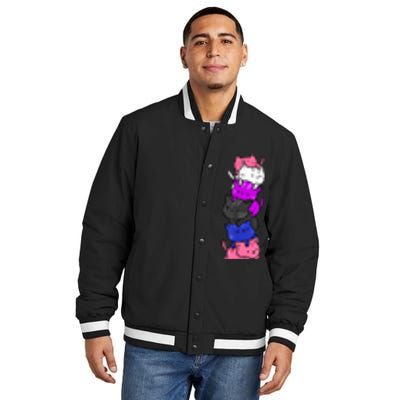 Kawaii Cat Pile Genderfluid Pride Insulated Varsity Jacket