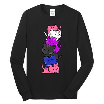 Kawaii Cat Pile Genderfluid Pride Tall Long Sleeve T-Shirt