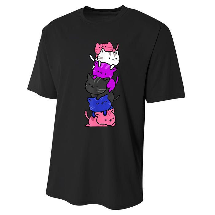 Kawaii Cat Pile Genderfluid Pride Performance Sprint T-Shirt