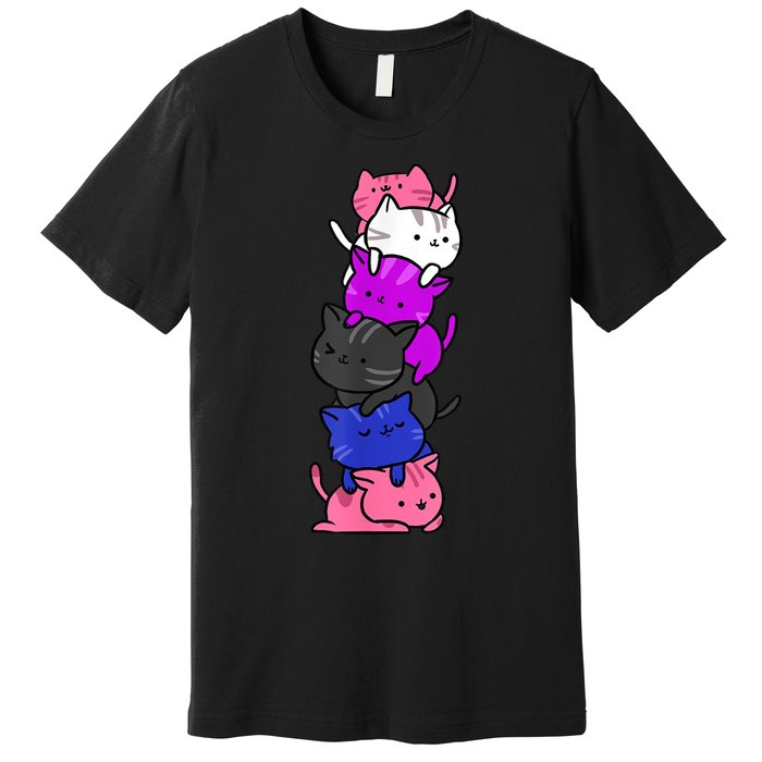 Kawaii Cat Pile Genderfluid Pride Premium T-Shirt