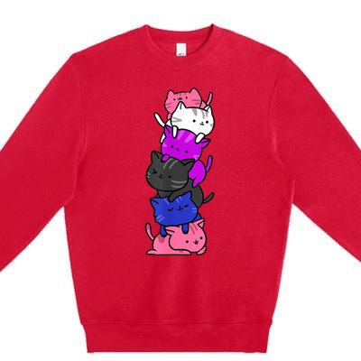 Kawaii Cat Pile Genderfluid Pride Premium Crewneck Sweatshirt