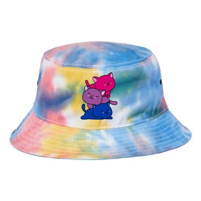 Kawaii Cat Pile Bisexual Pride Flag Cute Gift Tie Dye Newport Bucket Hat