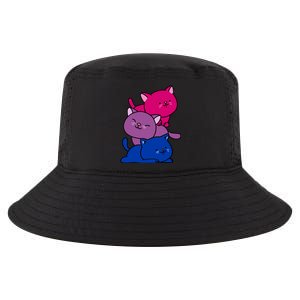 Kawaii Cat Pile Bisexual Pride Flag Cute Gift Cool Comfort Performance Bucket Hat