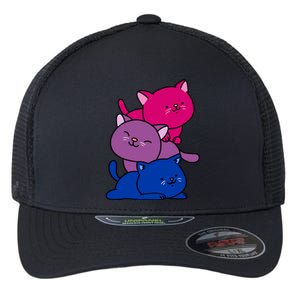 Kawaii Cat Pile Bisexual Pride Flag Cute Gift Flexfit Unipanel Trucker Cap